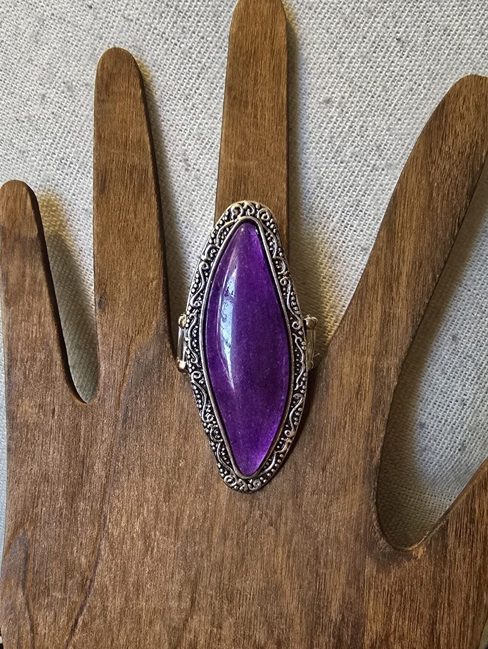 Statement Purple Oval Gem Filigree Ring
